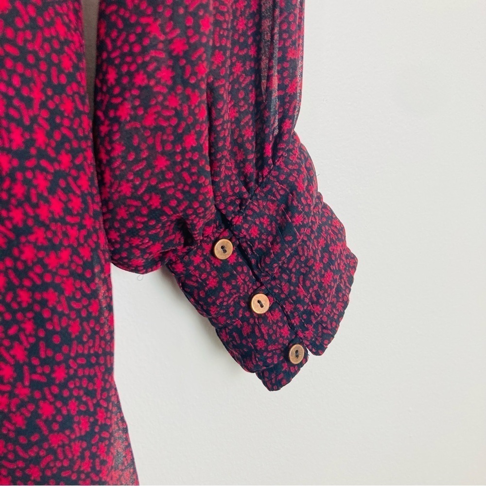 Cleobella red and black floral “Kelly” button front mini dress. Size Small. - Picture 8 of 12